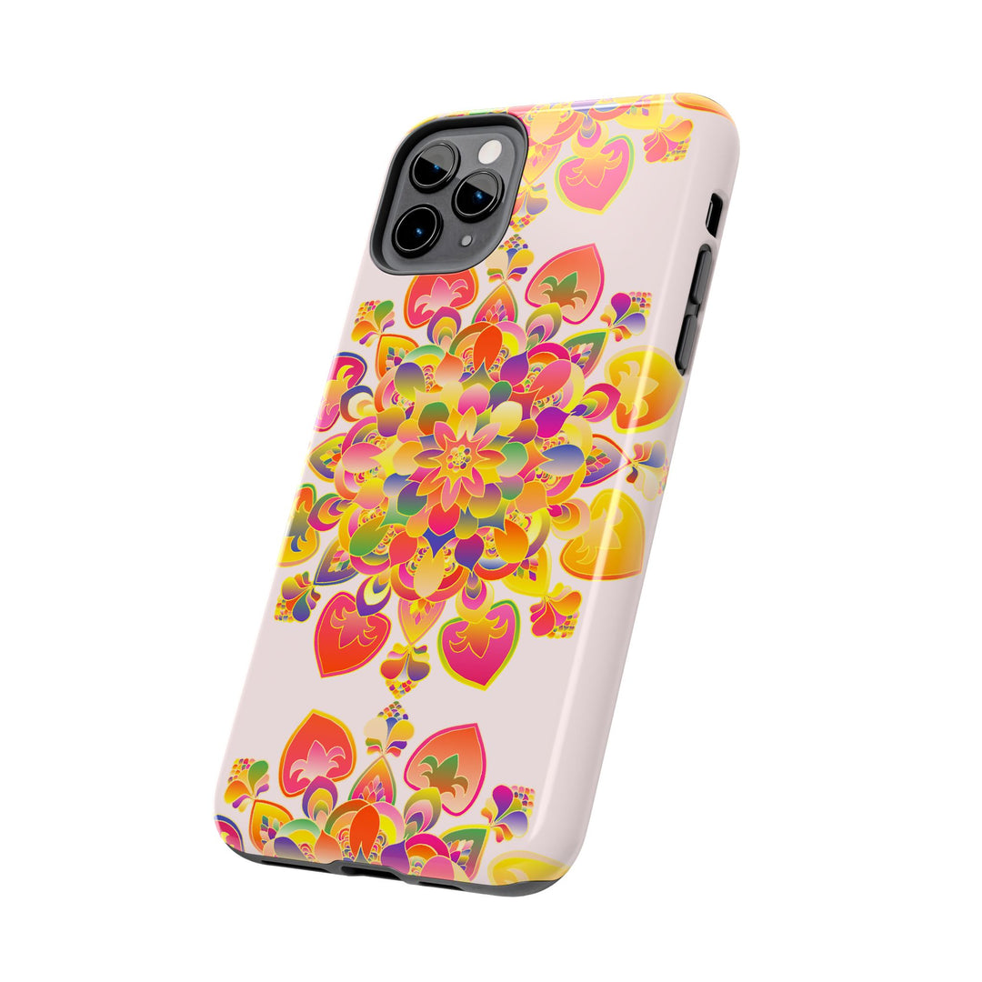 Colorful hand drawn mandala art phone case with intricate design