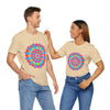 Vibrant and intricate colorful mandala t-shirt featuring psychedelic art design