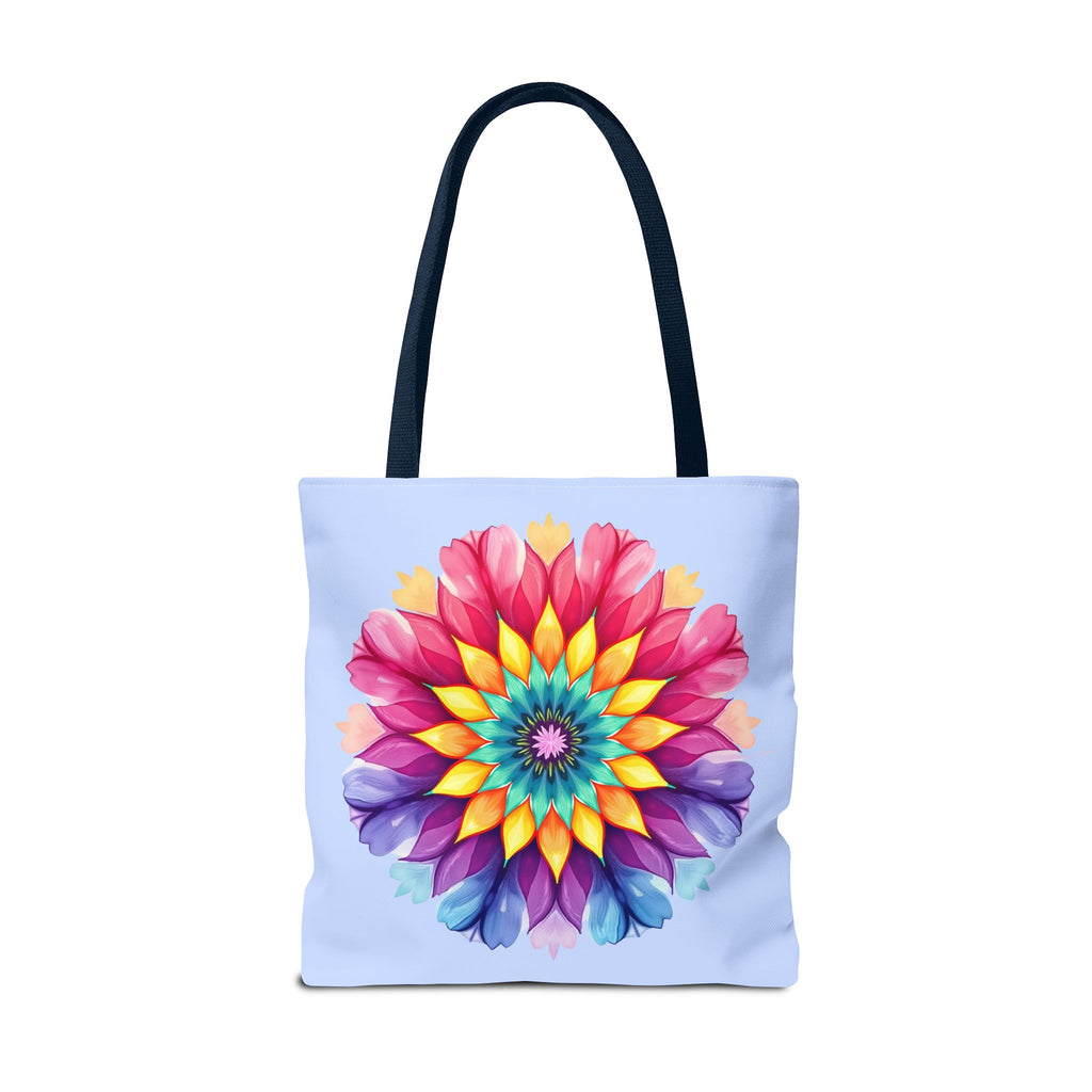 Colorful Rainbow Mandala Tote Bag with intricate design and vibrant hues