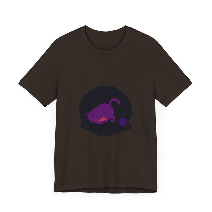 Black Cat Mystery T-Shirt with Menacing Black Cat and Eerie Moon