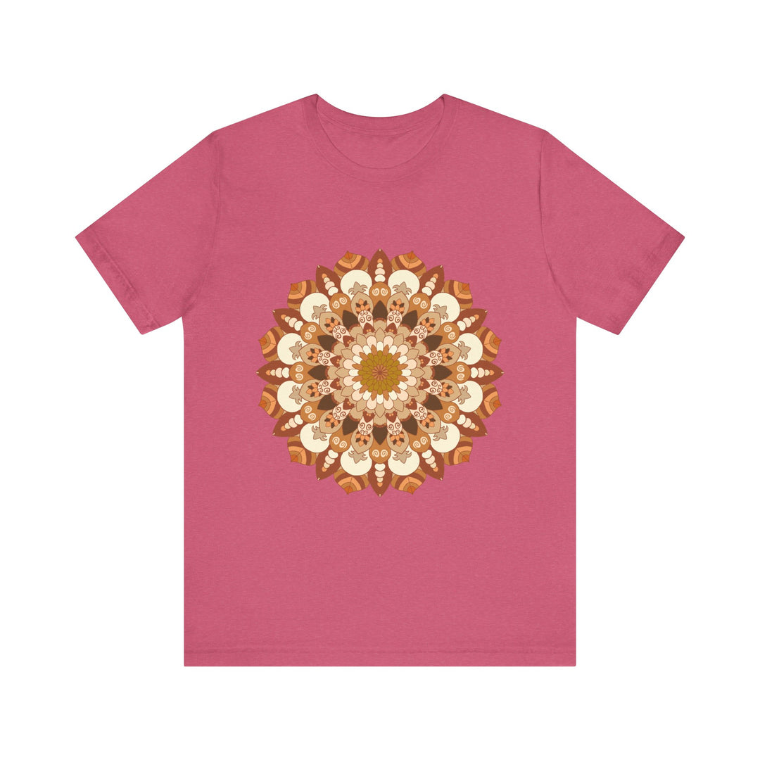 Intricate Mandala Tee in a beautiful combination of brown and orange colors, perfect for adding a touch of elegance to any outfit