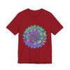 A vibrant and detailed mandala design adorns this colorful t-shirt