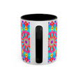 Colorful and intricate mandala design on a ceramic mug promoting peace and tranquility
