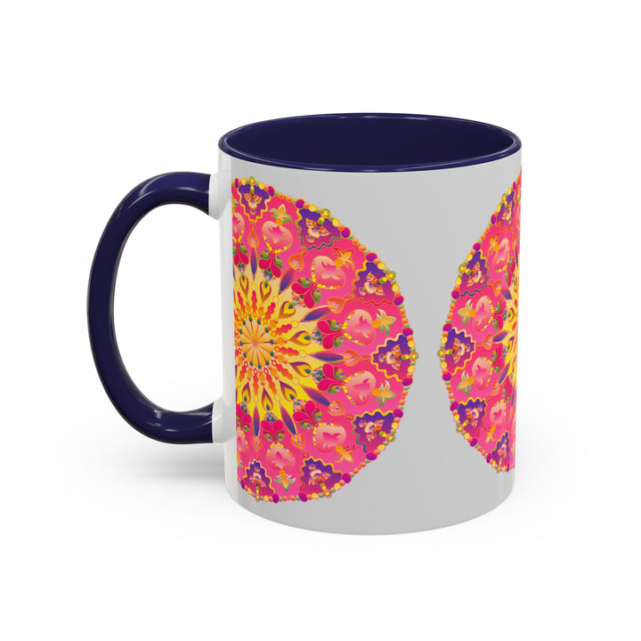 Eye-catching mug with delicate mandala art in vibrant colors