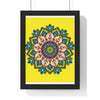 Vertical framed poster featuring a hand-drawn yellow mandala art, perfect for mindfulness and yoga practices