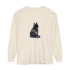 Beautiful watercolor illustration of a black and white cat on a long sleeve t-shirt