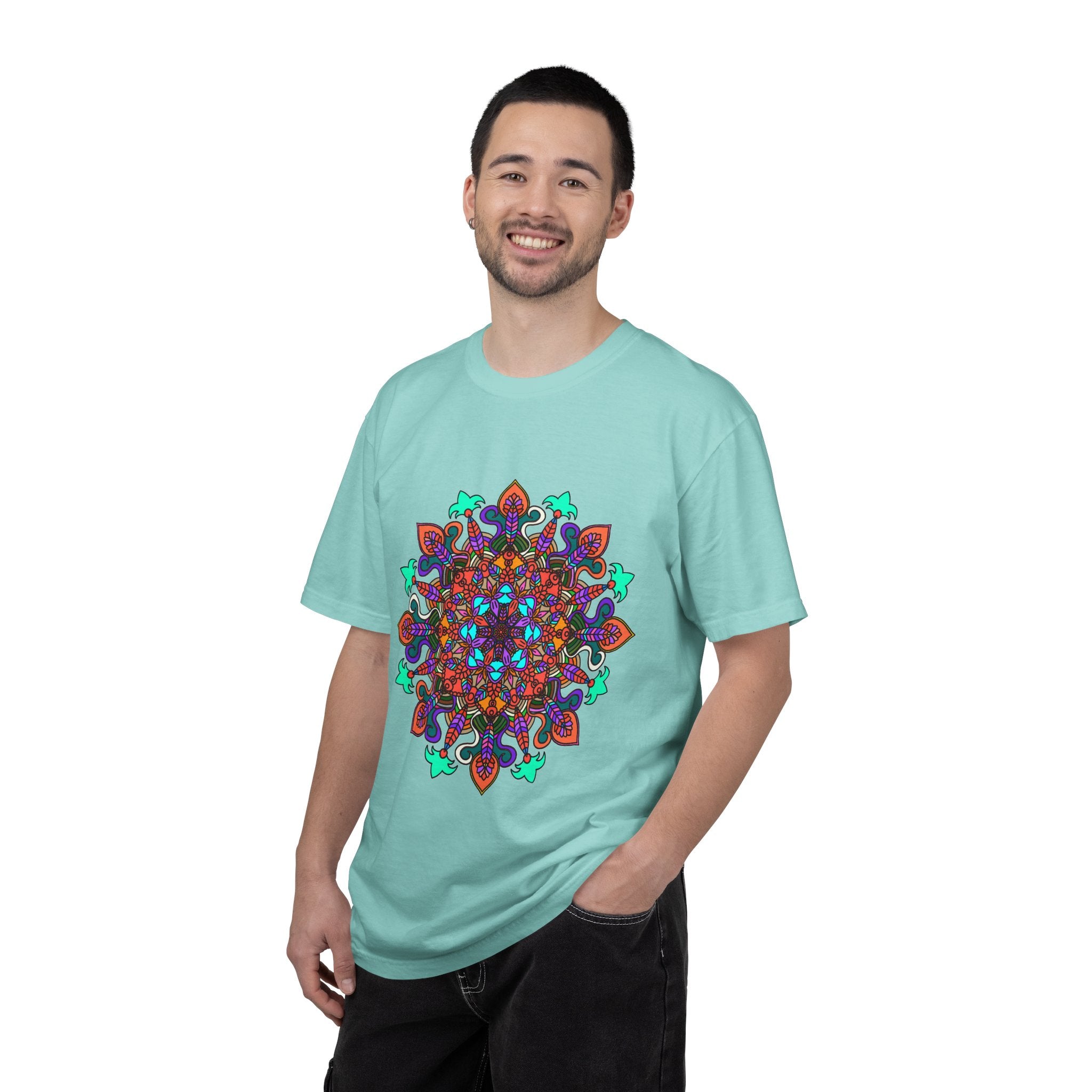 T-shirt con disegno mandala fatto a mano - 100% cotone