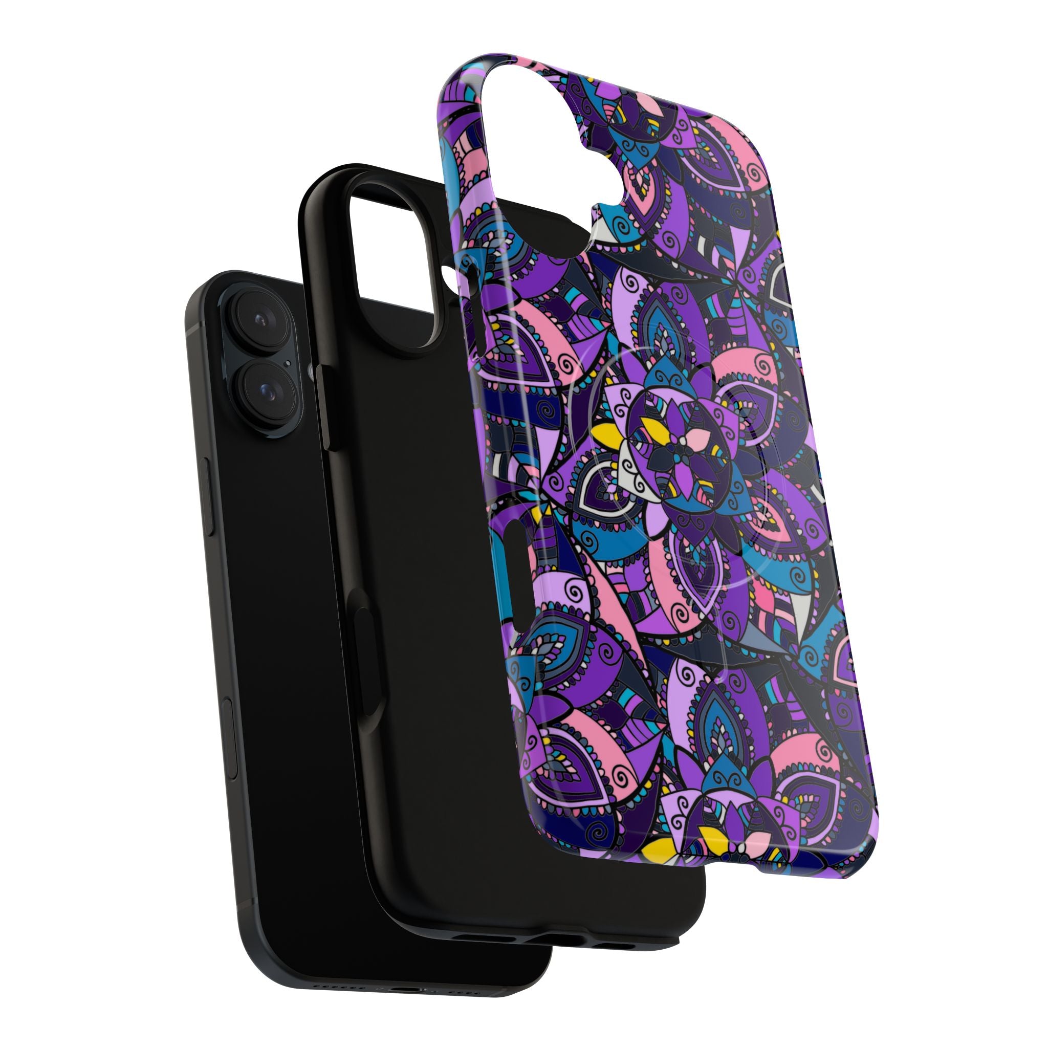 Magnetic Phone Case — Purple Mandala Floral Tough Case