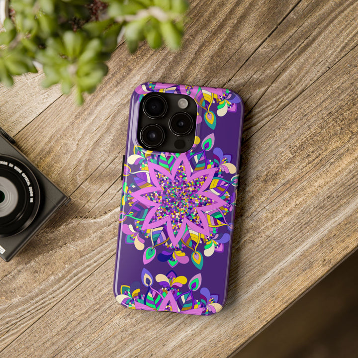 Hand-drawn purple Mandala Art phone case designed for iPhone X/XS