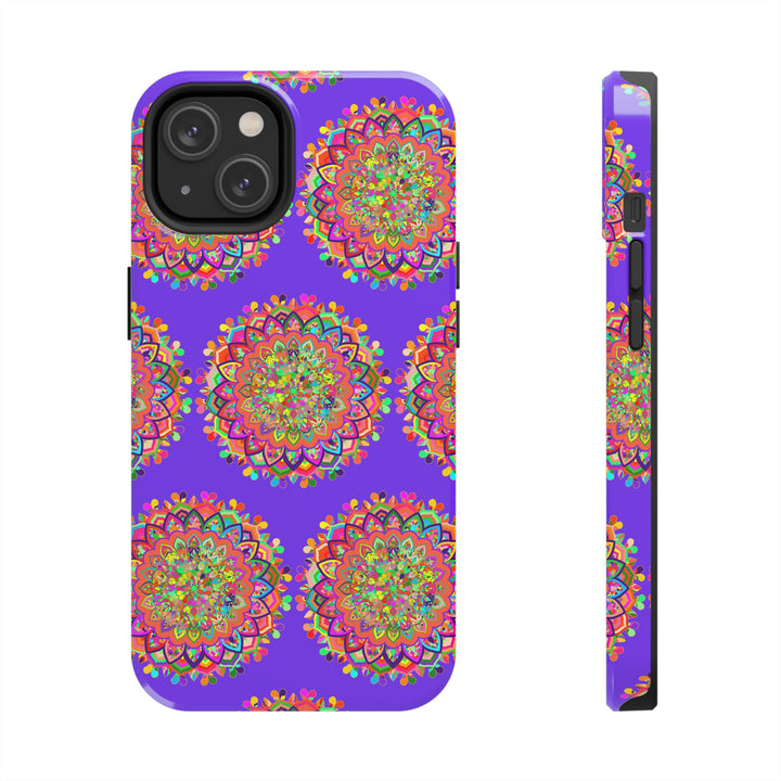 Hand drawn small purple mandala art phone case designed for iPhone X and XS, featuring intricate and mesmerizing patterns for a unique and stylish look