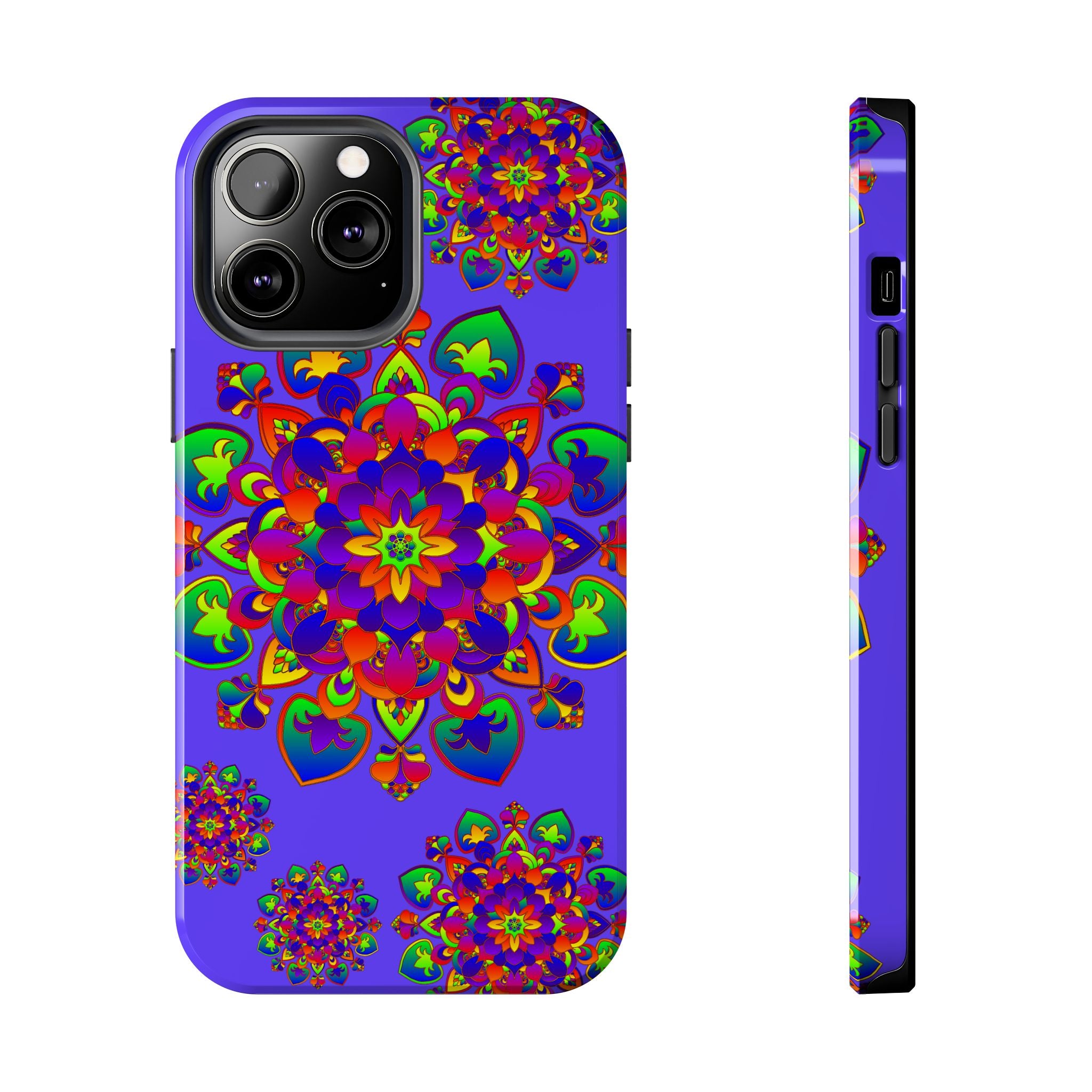 Colorful hand drawn mandala rainbow design phone case for stylish protection