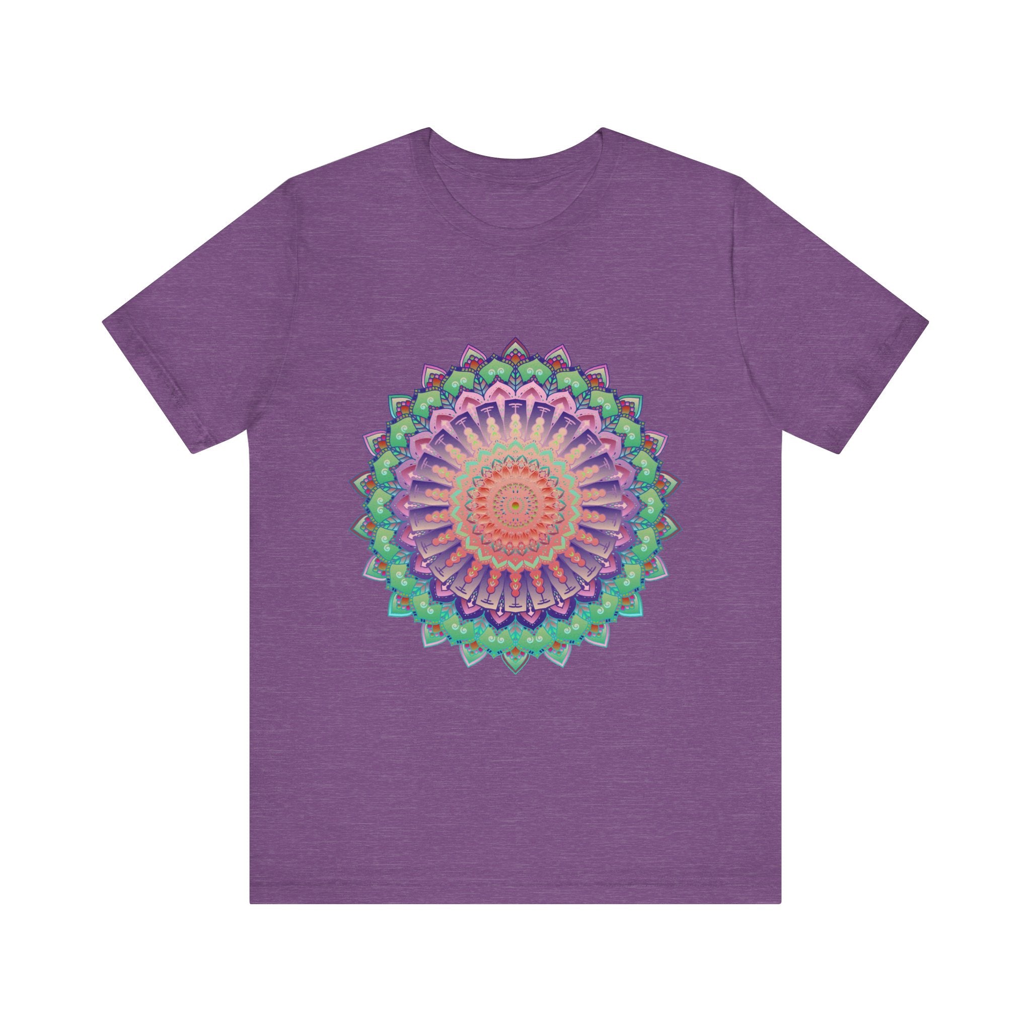 Vibrant mandala tee featuring a colorful and psychedelic design, perfect for adding a pop of bold, eye-catching style to any outfit