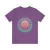 Vibrant mandala tee featuring a colorful and psychedelic design, perfect for adding a pop of bold, eye-catching style to any outfit