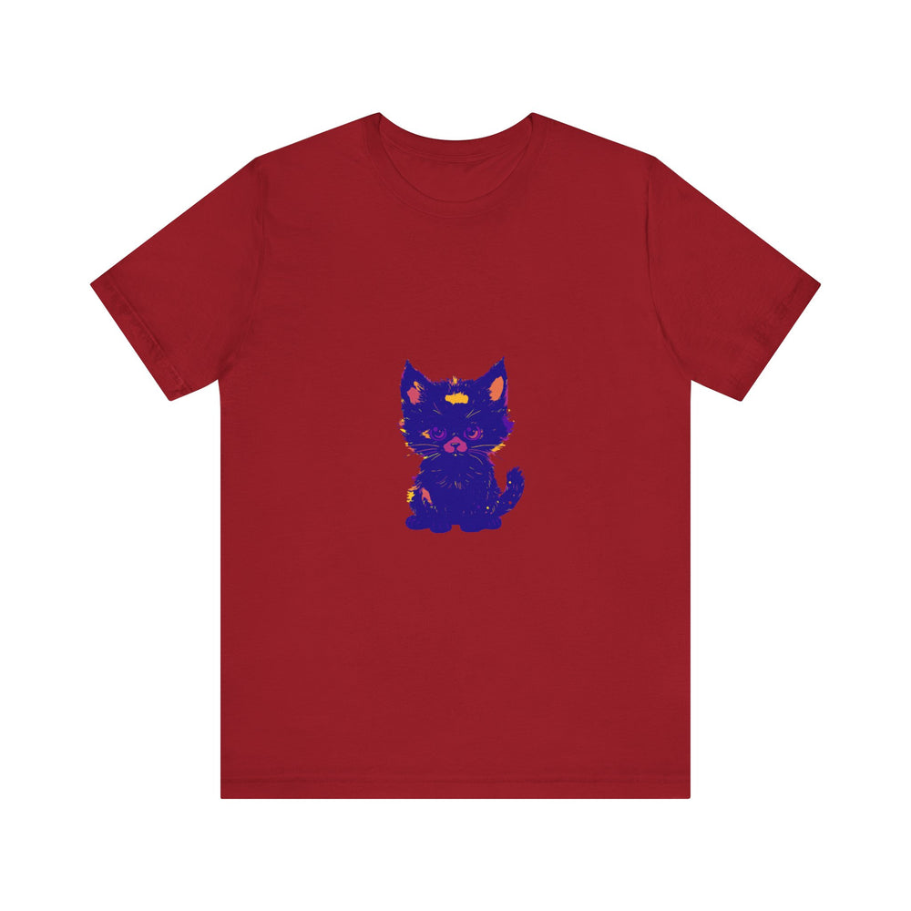 Close-up of the Blue Cat T-Shirt with Black Cat design