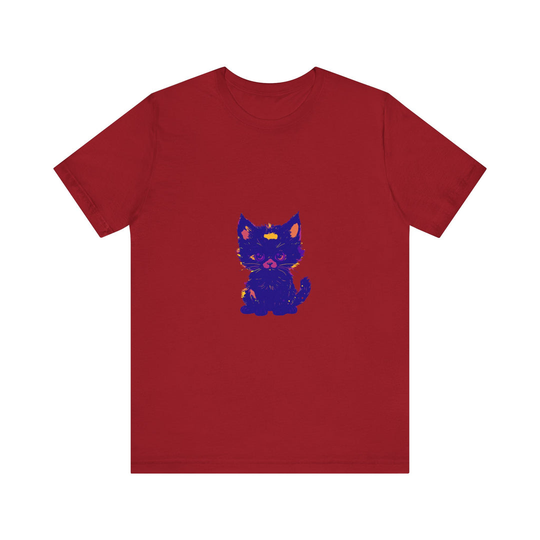 Close-up of the Blue Cat T-Shirt with Black Cat design