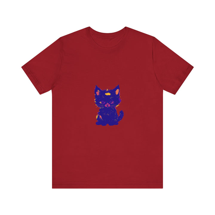 Close-up of the Blue Cat T-Shirt with Black Cat design