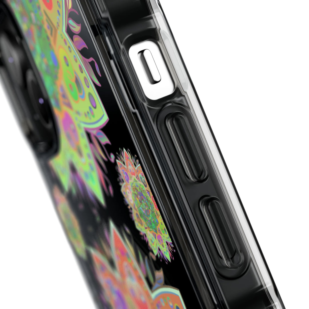 Elegant Mandala MagSafe®-Compatible iPhone 14/15 Impact Case featuring stunning floral mandala artwork