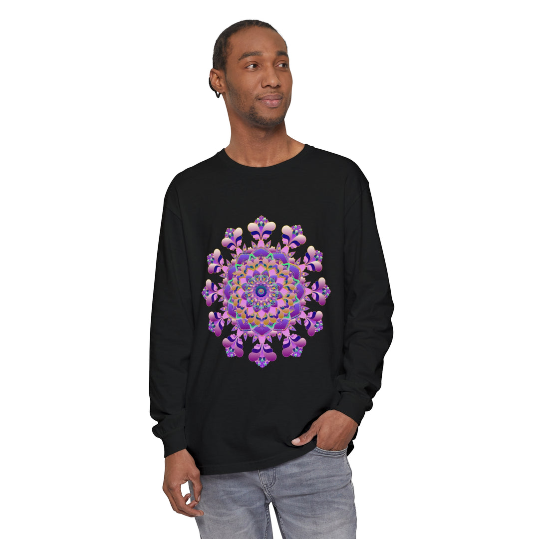 Colorful and detailed Intricate Mandala Long Sleeve T-Shirt for both men and women