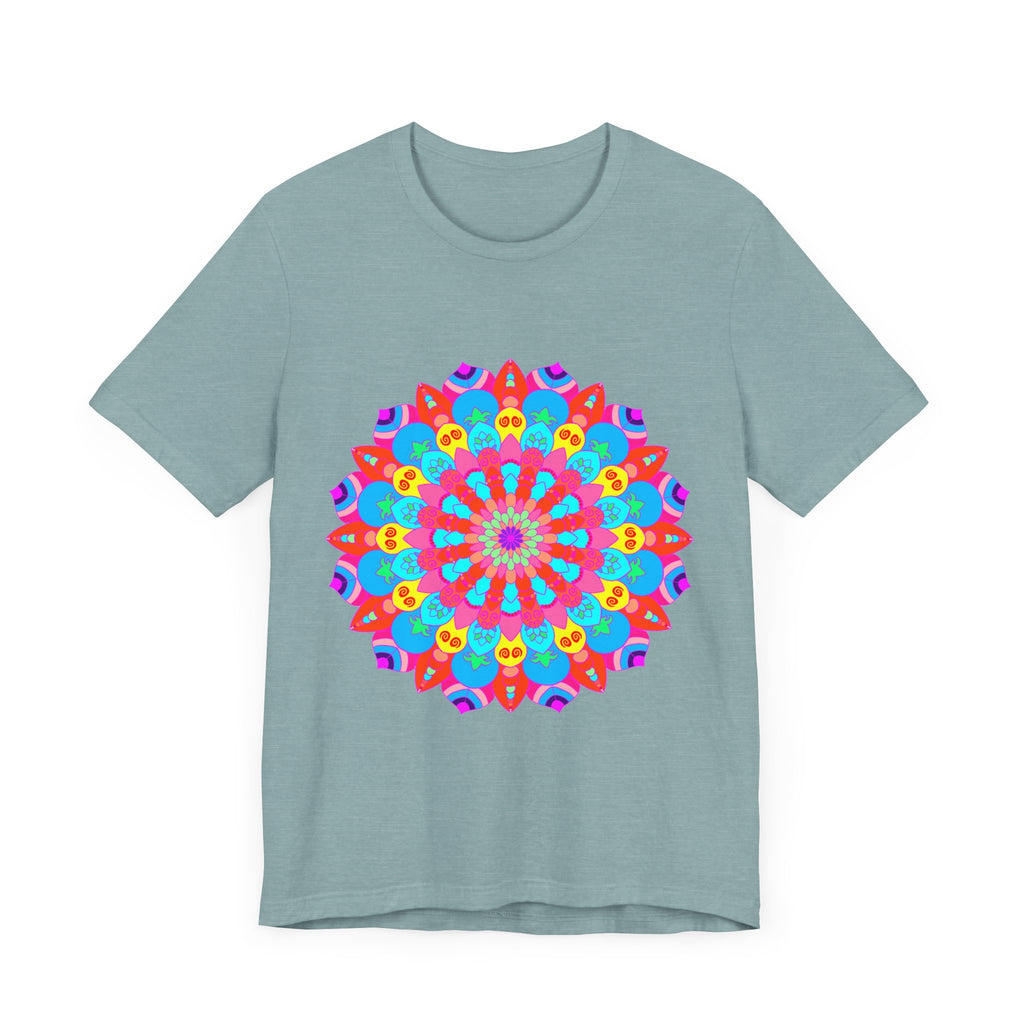 Colorful Mandala T-Shirt featuring vibrant psychedelic art design on cotton fabric