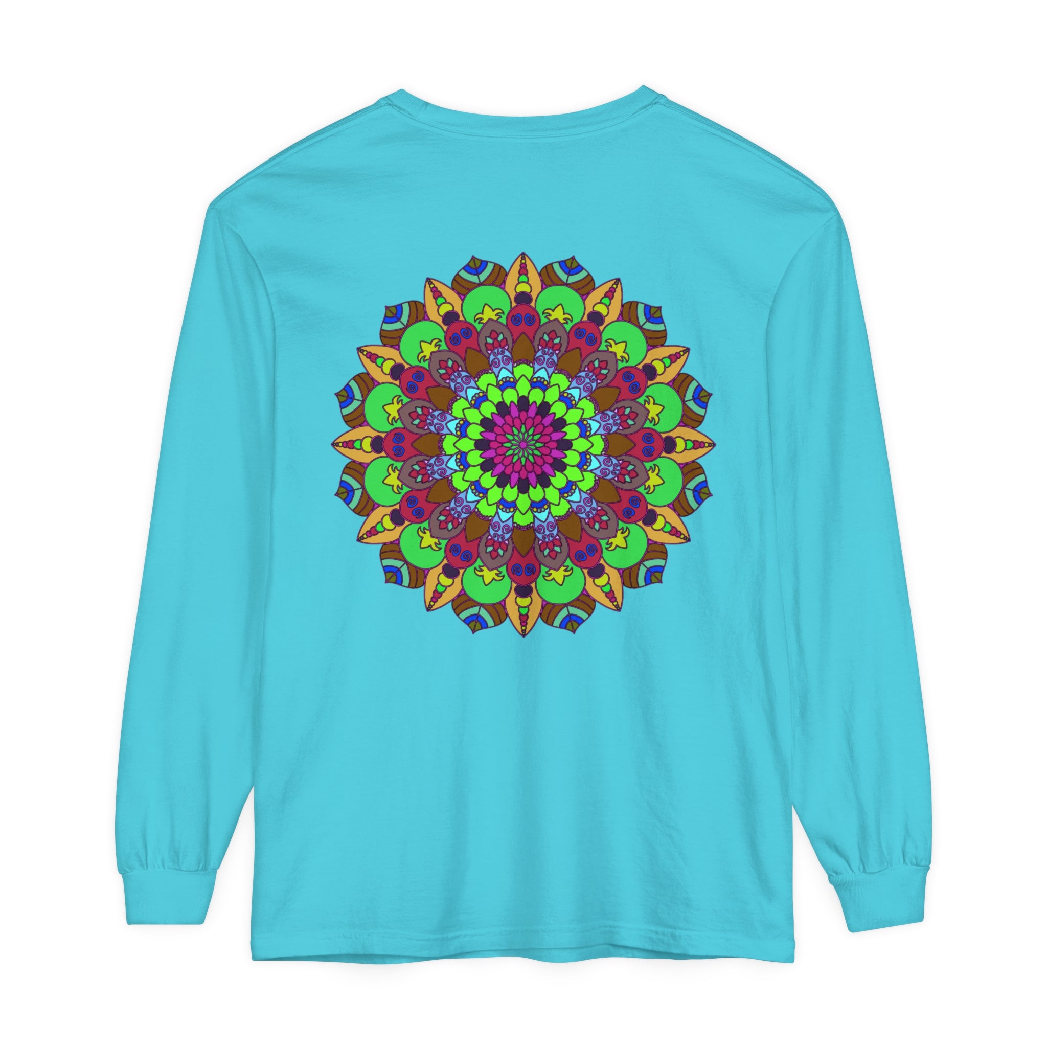 Colorful Mandala Unisex Long Sleeve T-Shirt with eye-catching and unique mandala pattern