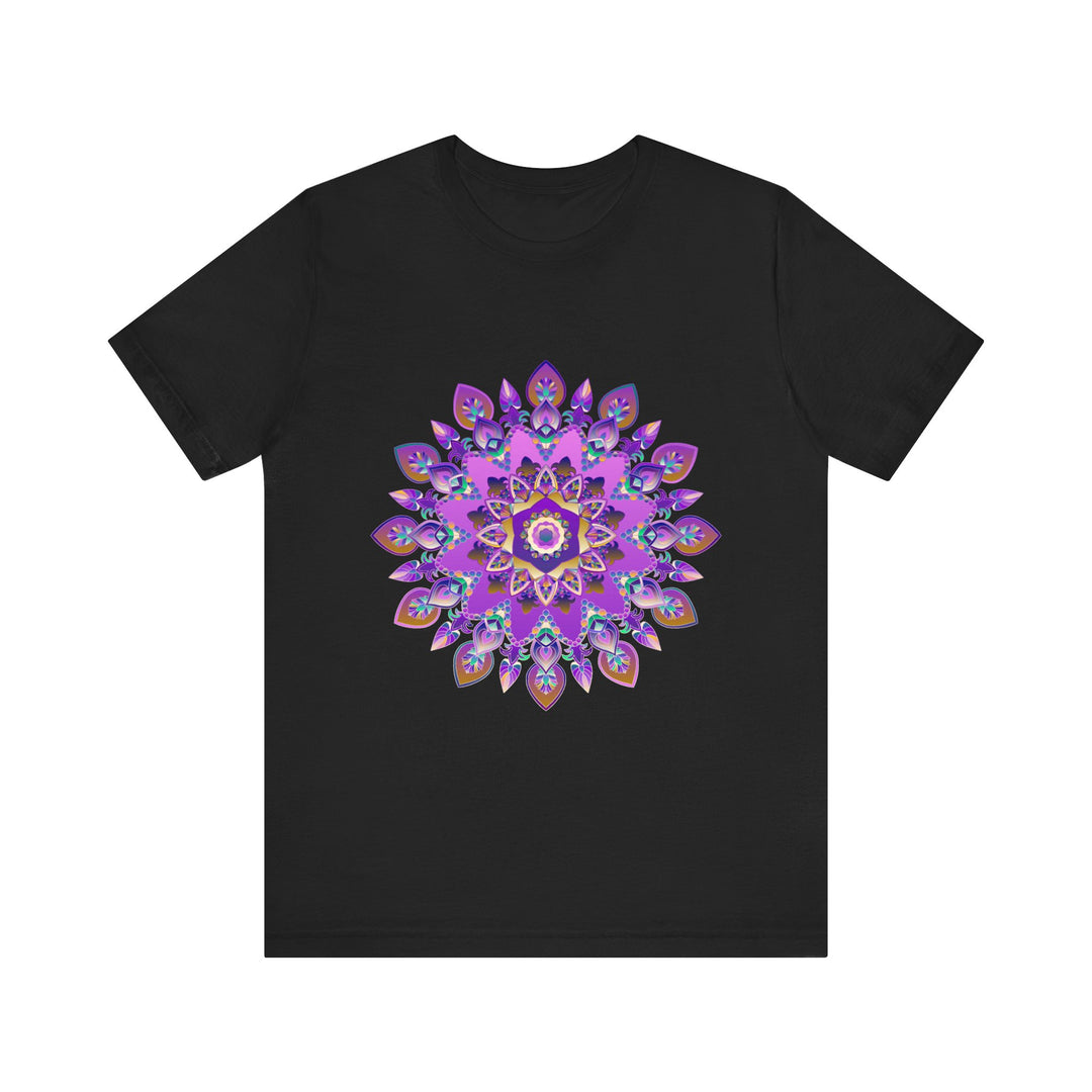 Beautiful purple and gold mandala tee featuring spiritual art and intricate design