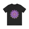 Beautiful purple and gold mandala tee featuring spiritual art and intricate design