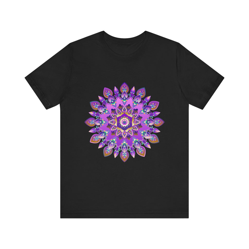 Beautiful purple and gold mandala tee featuring spiritual art and intricate design