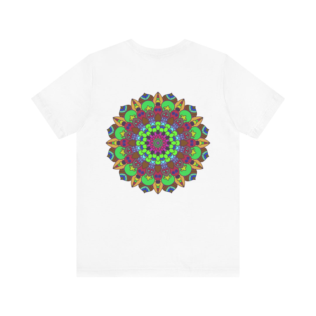 Vibrant mandala t-shirt with intricate design symbolizing peace and harmony