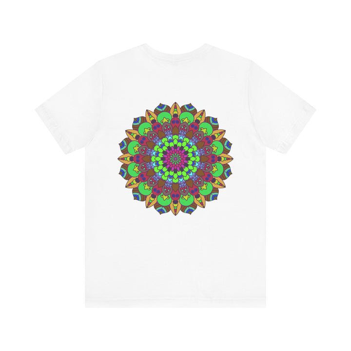 Vibrant mandala t-shirt with intricate design symbolizing peace and harmony