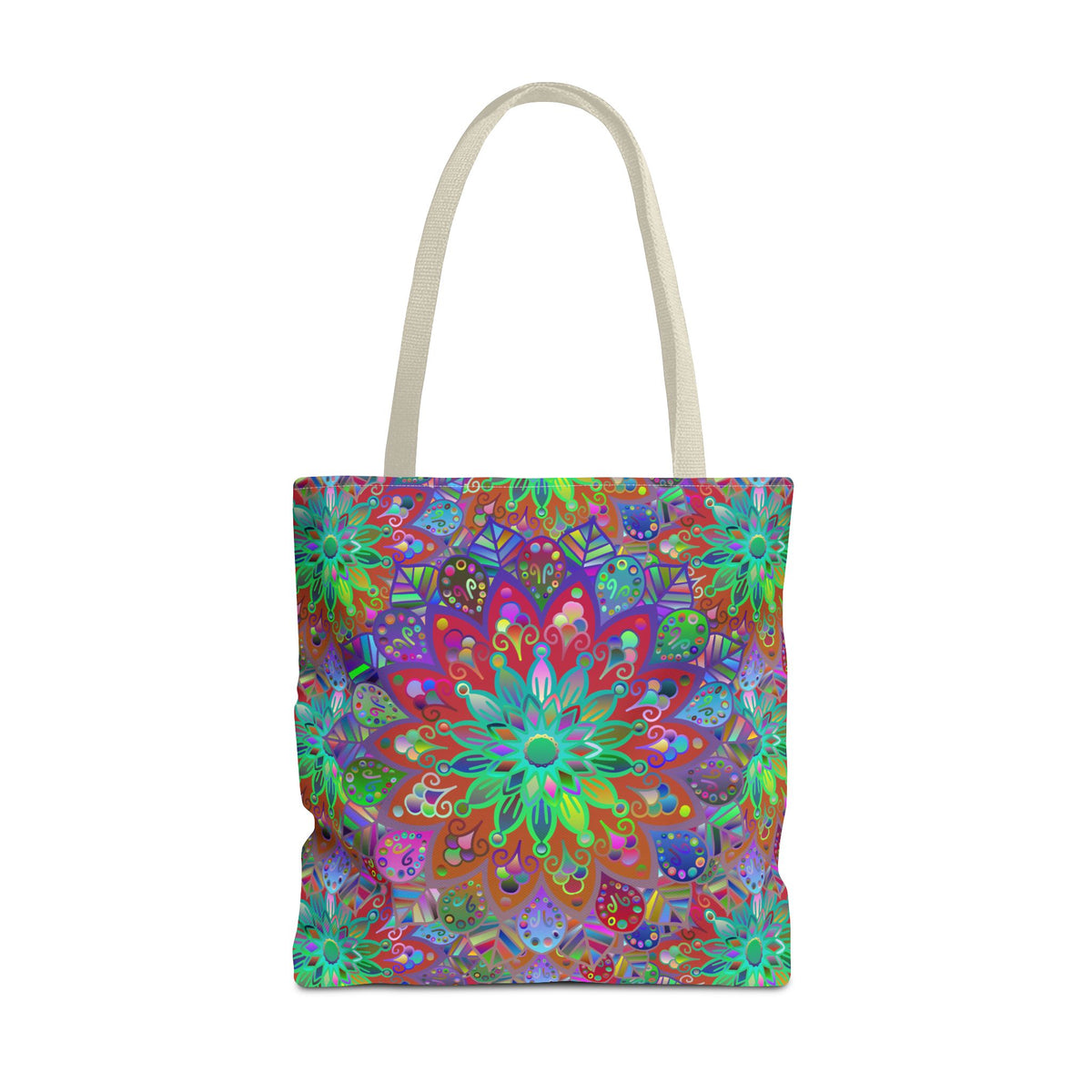 Psychedelic Mandala Tote Bag — Colorful Boho All-Over Print Tote