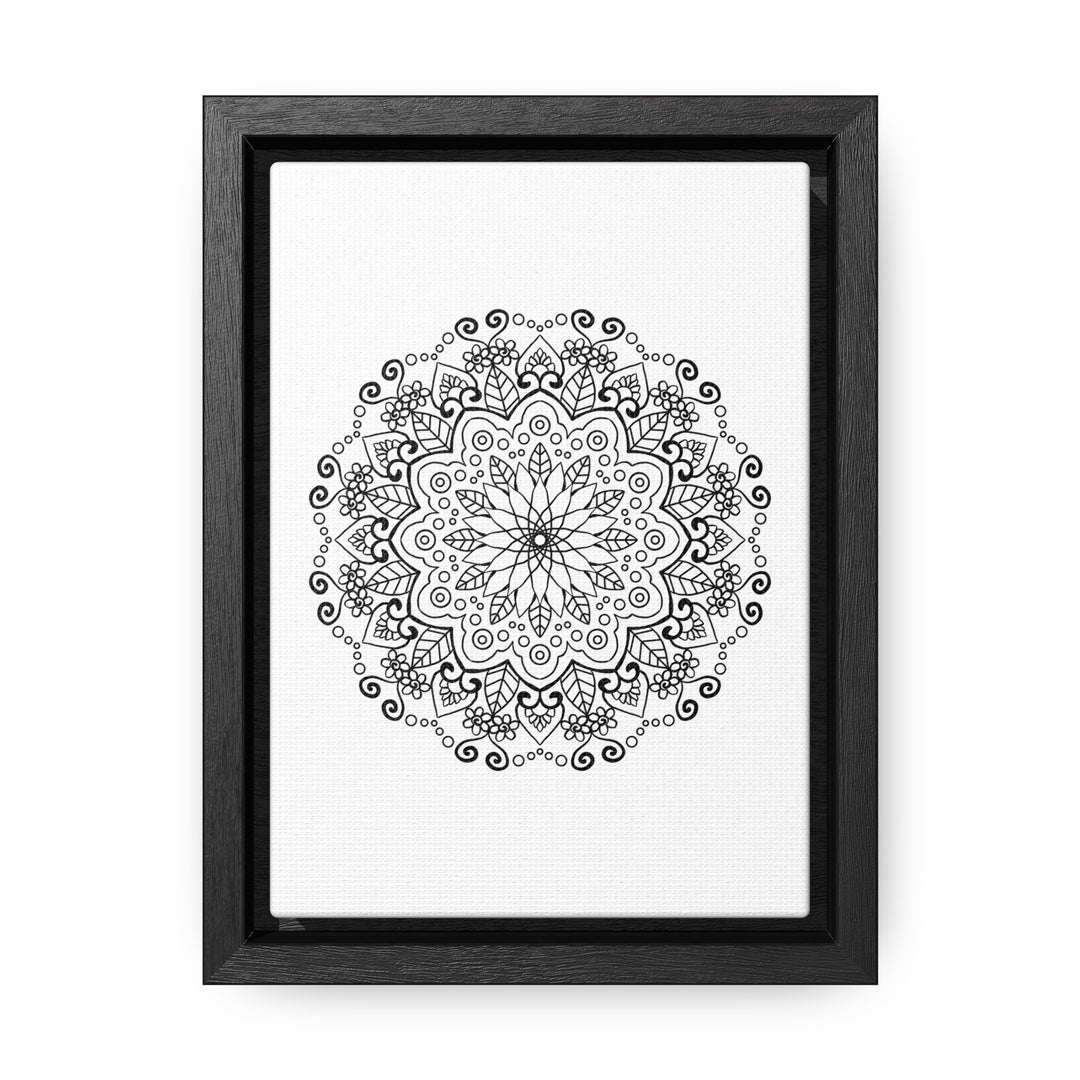 Handmade black and white mandala art on gallery canvas wraps