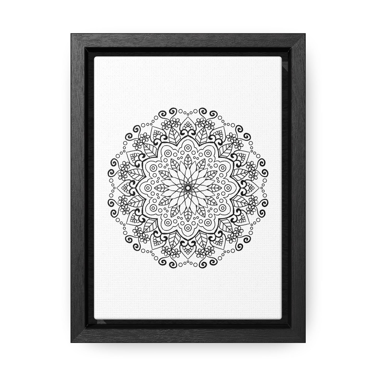 Handmade black and white mandala art on gallery canvas wraps