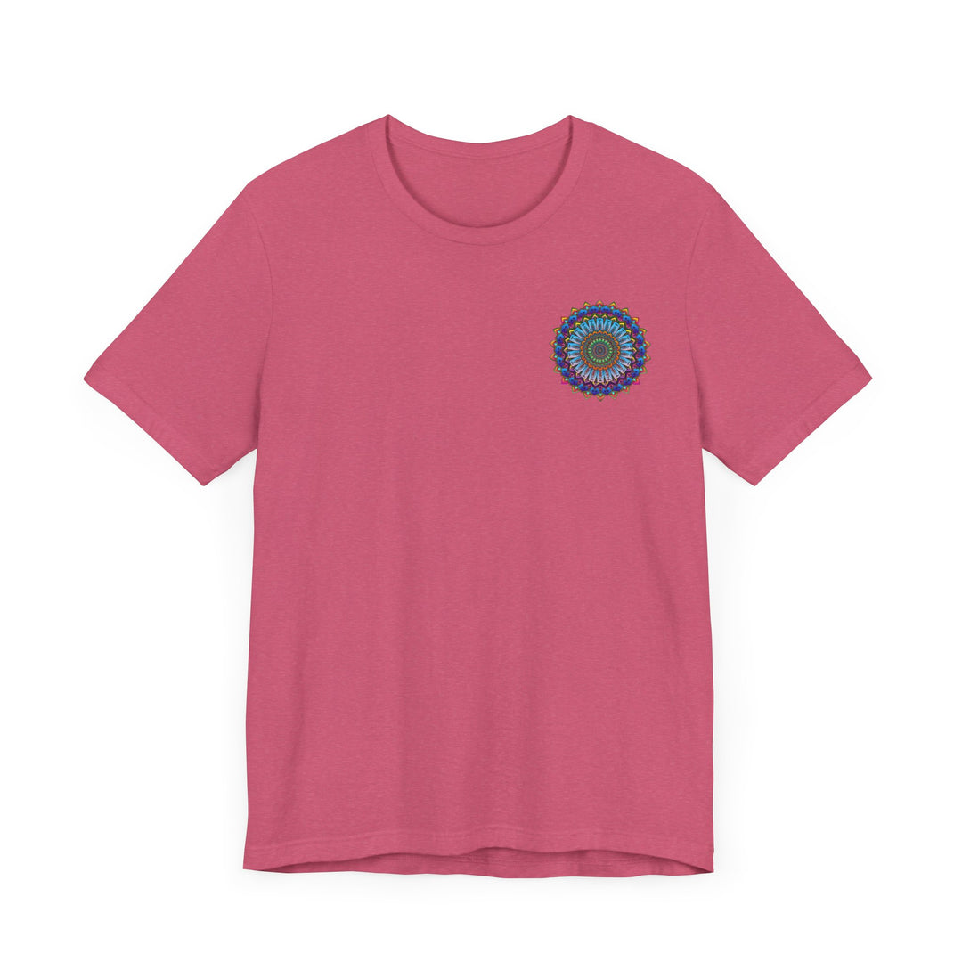 A colorful and intricate mandala tee, representing spiritual peace and harmony