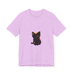 Black Cat Mystery - One Blue Eye T-Shirt, a black t-shirt featuring a mysterious black cat with one striking blue eye, perfect for cat lovers and fans of unique, eye-catching designs
