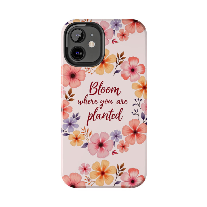 Light pink phone case with a beautiful flower garland bloom design