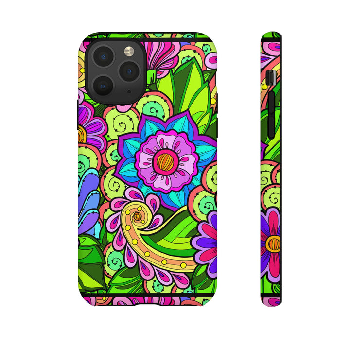 Floral Fantasy iPhone and Google Pixel Case in Bright Green Palette
