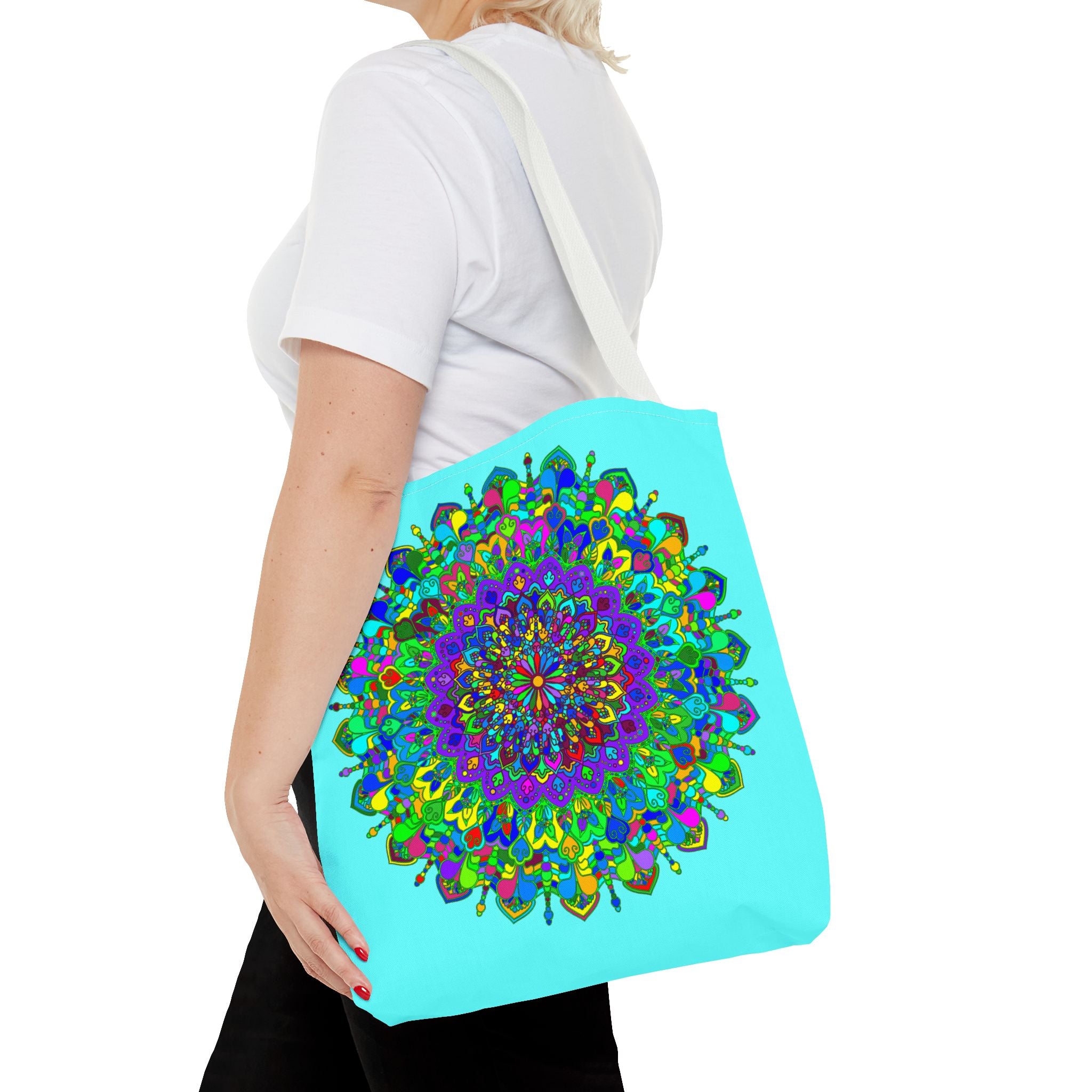 Elegant tote bag with a vibrant and eye-catching mandala art print