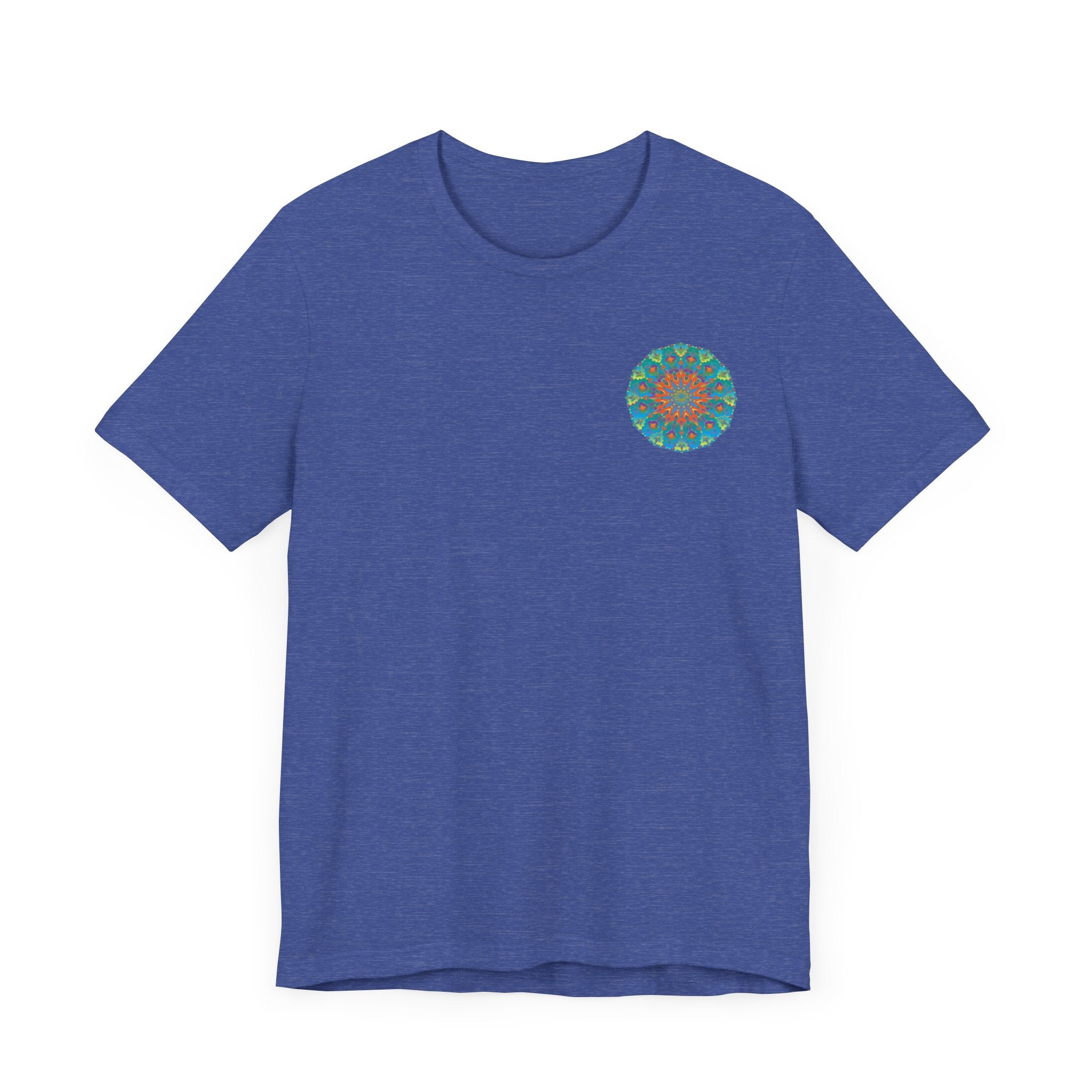 Colorful mandala tee representing balance and tranquility