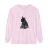 Black Cat Watercolor Long Sleeve T-Shirt with vibrant and detailed feline design