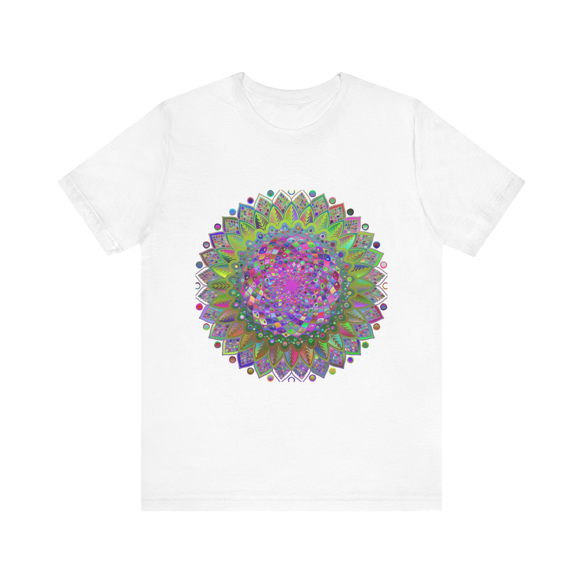 Vibrant Mandala Tee featuring Colorful Geometric Art design, perfect for adding a pop of color to any outfit