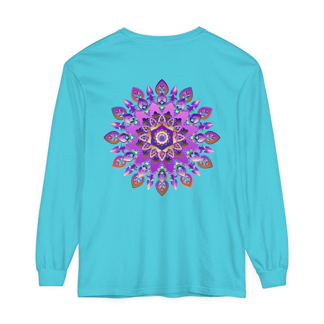 Beautiful purple and gold mandala design on long sleeve t-shirt