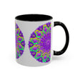 Beautiful purple mandala design on a grey ceramic mug, perfect for adding a vibrant touch to your morning coffee routine