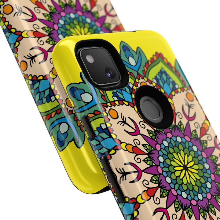 Intricate Floral Yellow Phone Case for Bold Protection and Style