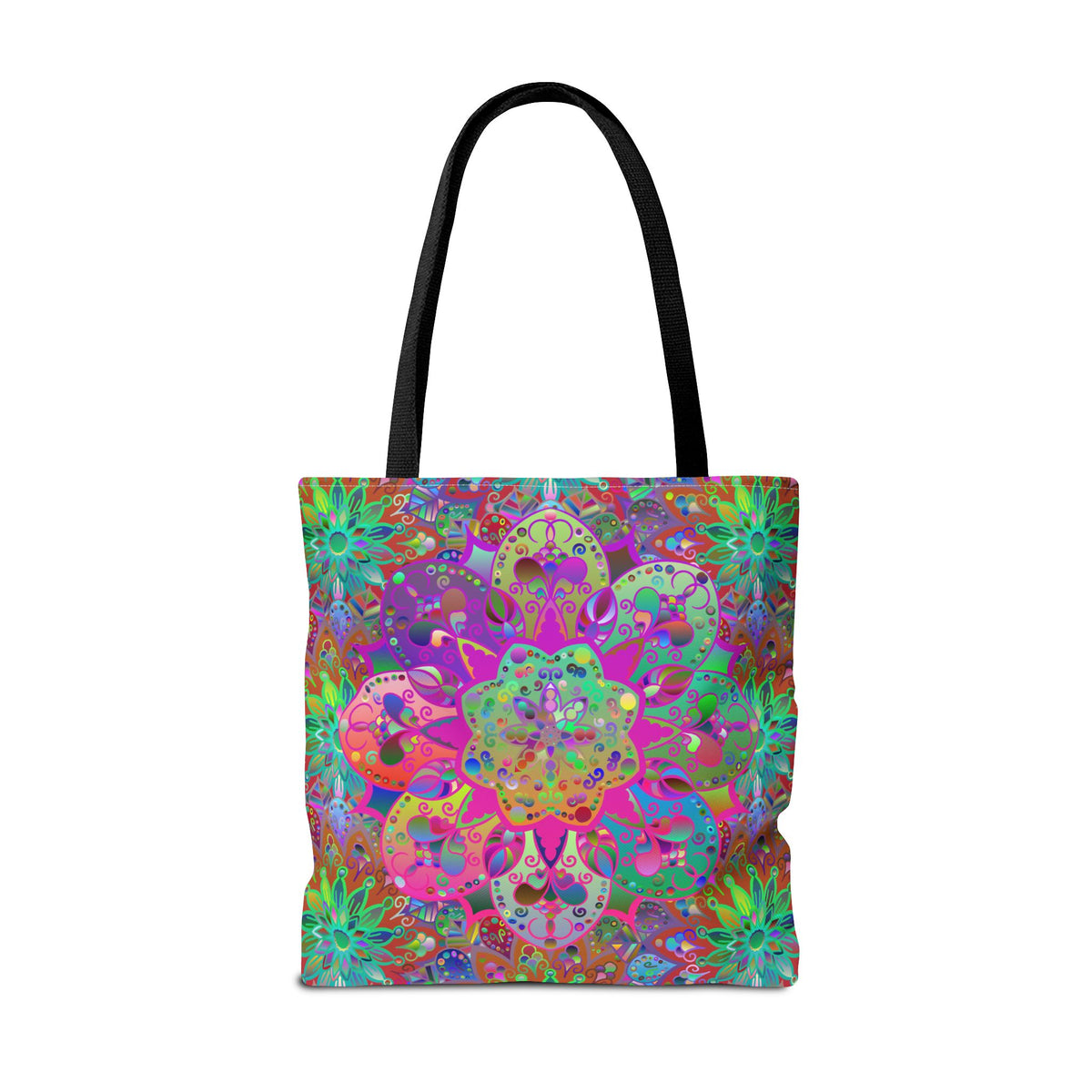 Psychedelic Mandala Tote Bag — Colorful Boho All-Over Print Tote