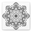 Handmade black and white mandala art on matte canvas, stretched, 125 inches