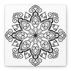 Handmade black and white mandala art on matte canvas, stretched, 125 inches