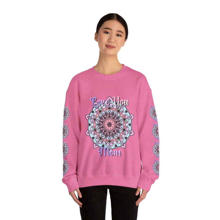 Cozy and stylish unisex crewneck sweatshirt with 'Love You Mom' design, perfect birthday gift for mom to show your appreciation and love