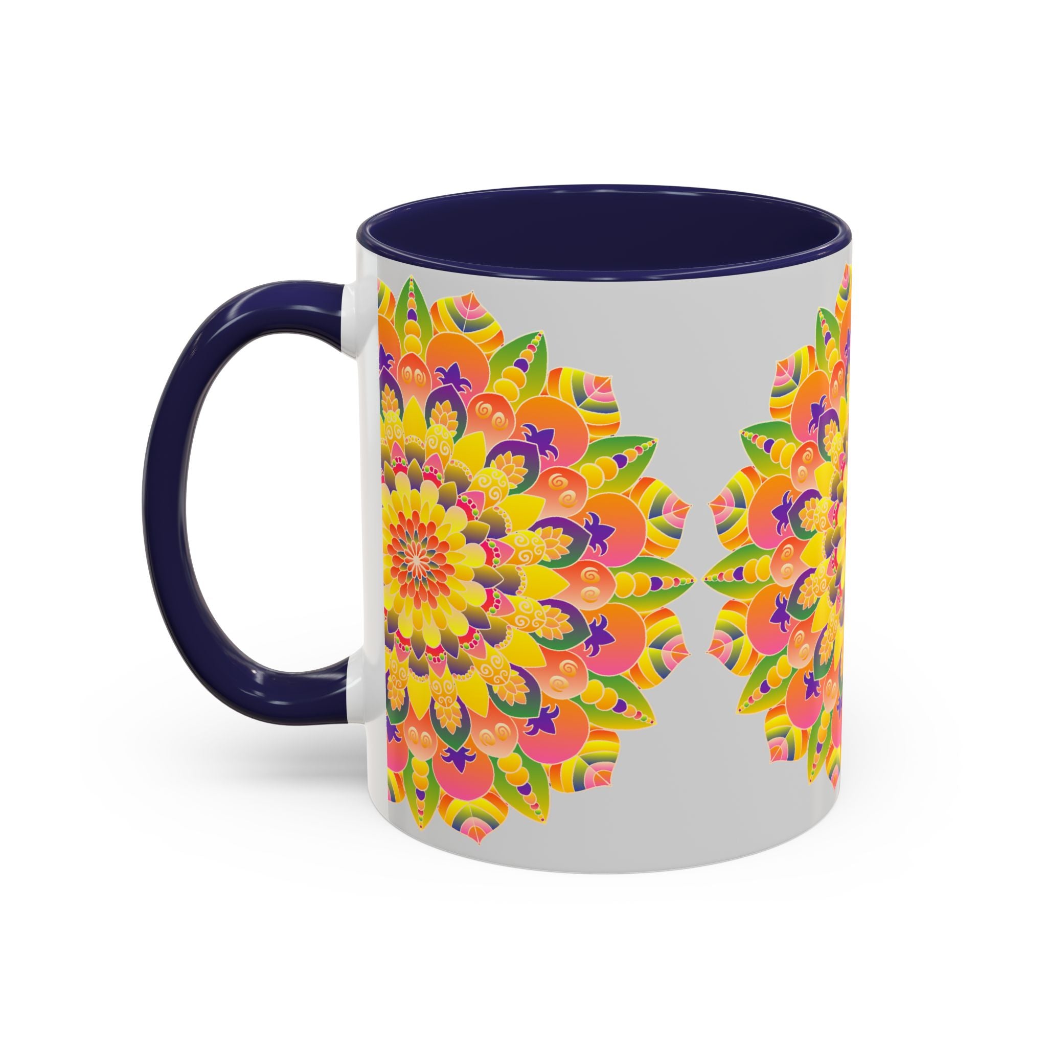 Intricate and colorful mandala design on a beautifully crafted ceramic mug