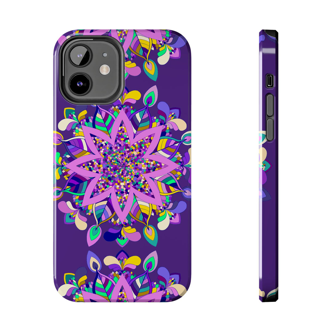 Hand-drawn purple Mandala Art phone case designed for iPhone X/XS