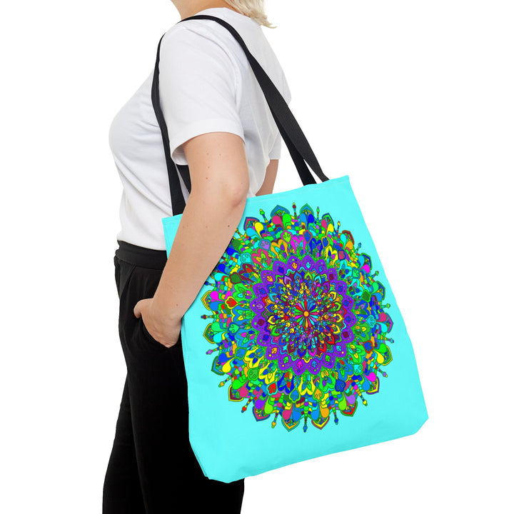 Beautiful and vibrant mandala art tote bag with colorful and intricate designs